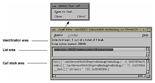 Figure 4-27  Leak View Window with Admin Menu