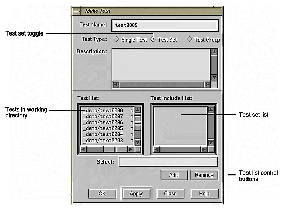 Figure 8-11 "Make Test" Dialog Box for Test Set Type
