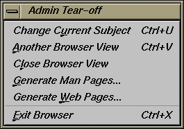 Figure 10-7 Browser View Admin MenuCurrent Class Pop-Up Menu