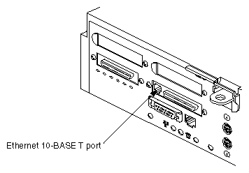 Figure 3-5 Connecting an Ethernet 10-BASE T Cable to the Challenge S Server