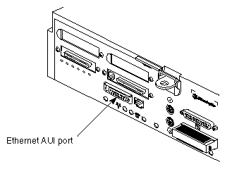 Figure 3-3 Connecting an Ethernet AUI Cable to the Challenge S Server