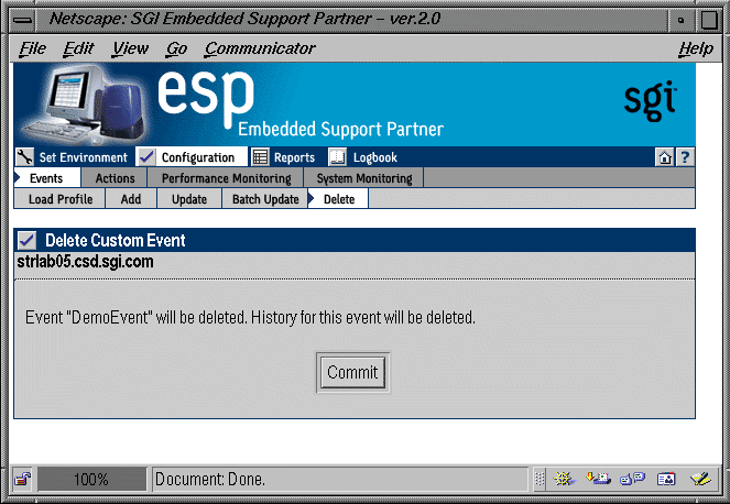 Figure 4-20 Verification Message for Deleting an Event