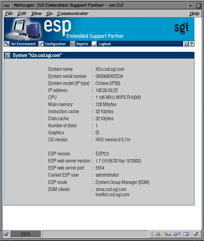 Figure 2-6 ESP Main Page (System Group Manager Mode)