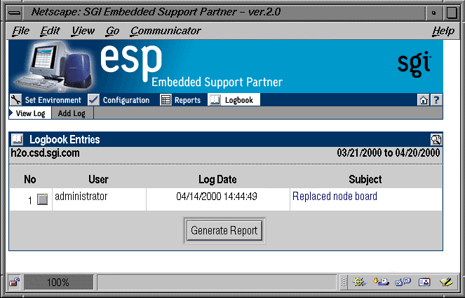 Figure 6-2 Specified Logbook Entries 