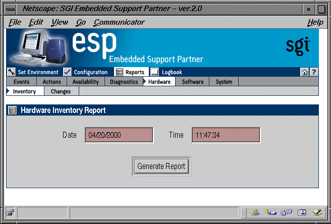 Figure 5-28 Hardware Inventory Report Window (Single System Manager Mode)