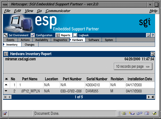 Figure 5-29 Example Hardware Inventory Report (Single System Manager Mode)