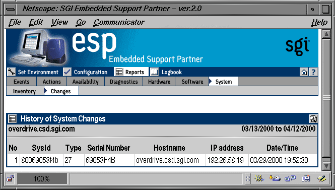 Figure 5-49 Example System Changes Report (Single System Manager Mode)