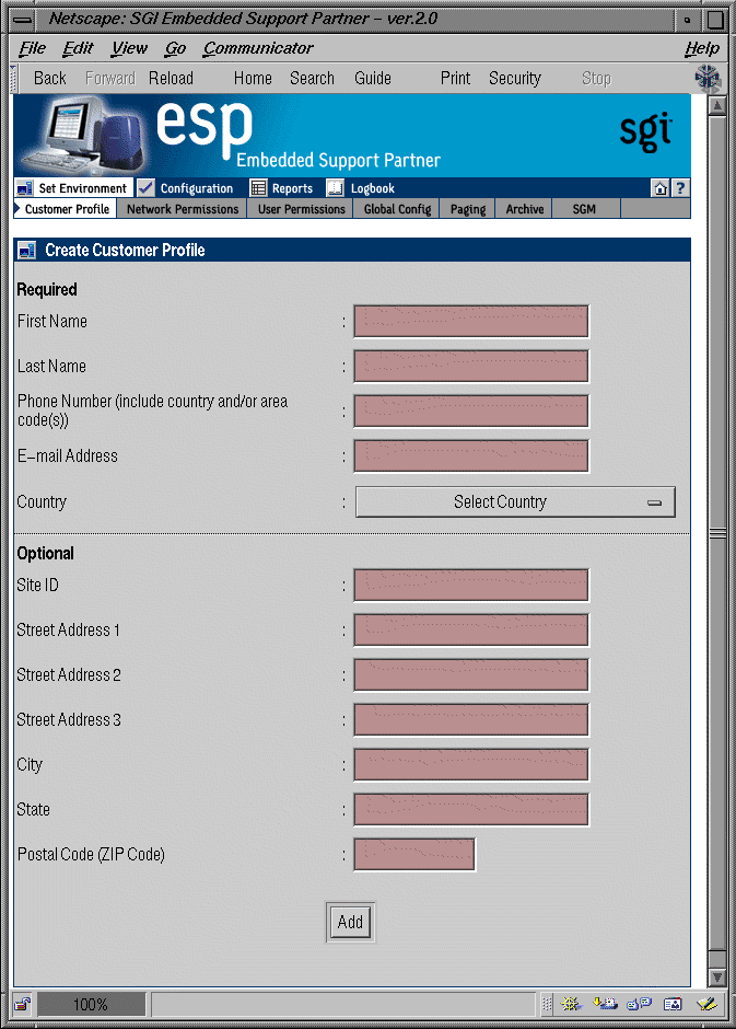 Figure 3-1 Update Customer Profile Window (Web-based Interface) 