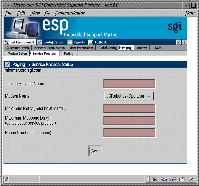 Figure 3-14 Paging Service Provider Pager (Web-based Interface)