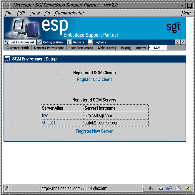 Figure 3-29 Registered SGM Servers