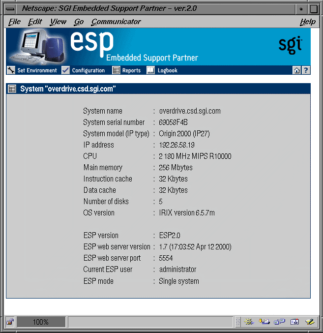 Figure 2-5 ESP Main Page (Single System Manager Mode)