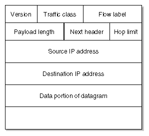 IPv6 Header Format and Data Portion of a Datagram