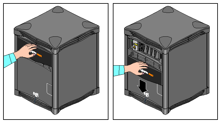 Figure 2-3 Opening the Front of the Onyx2 Deskside System