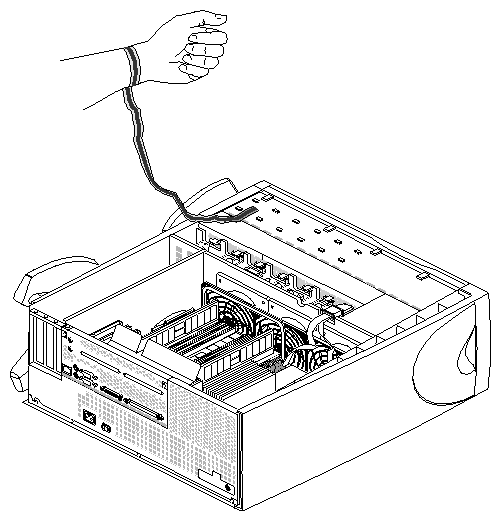 Figure 1-8 Attaching a Grounding Wrist Strap to the Chassis (CPU Module Shown)