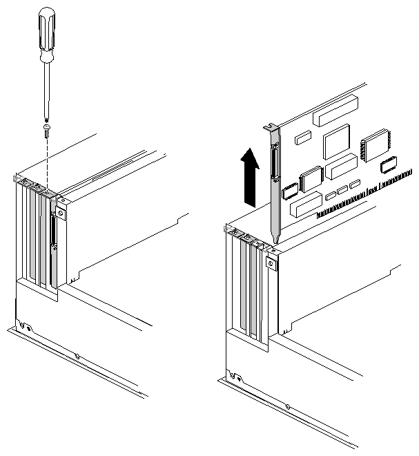 Figure 2-10 Removing a PCI Option Screw and Board