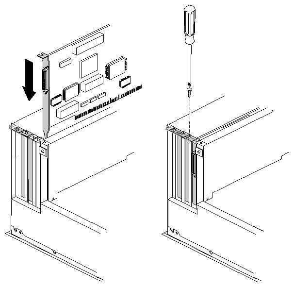 Figure 2-6 Securing the PCI Option Board to the Chassis 