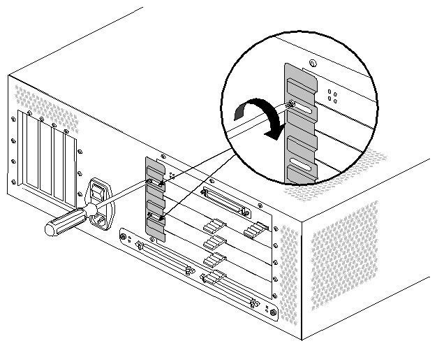 Figure 2-19 Tightening the XIO Retaining Plate Screws