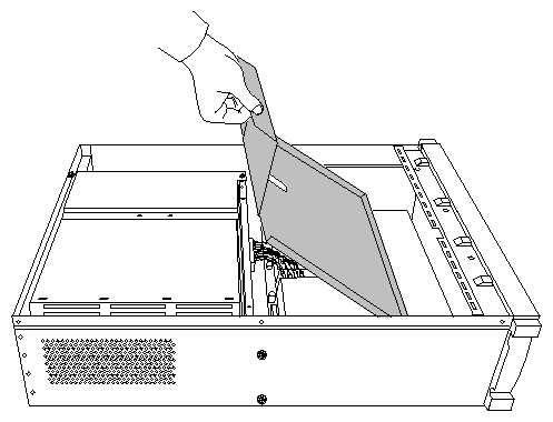 Figure 5-22 Lifting the Power Supply Shroud From the GIGAchannel Chassis