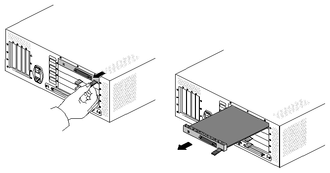 Figure 2-22 Removing an XIO Board From a GIGAchannel Expansion Cabinet