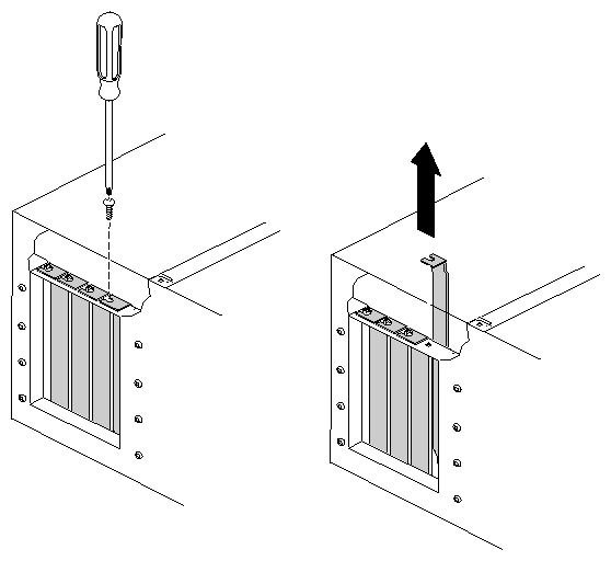 Figure 2-8 Removing the Blanking Plate From a GIGAchannel Expansion Cabinet