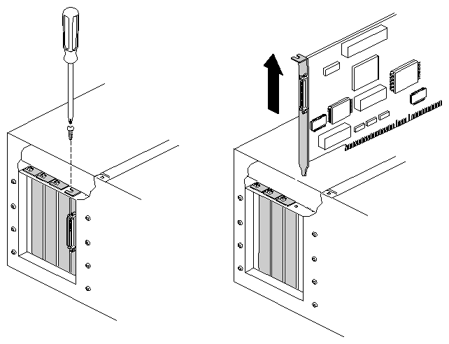 Figure 2-12 Removing a PCI Board From a GIGAchannel Expansion Cabinet