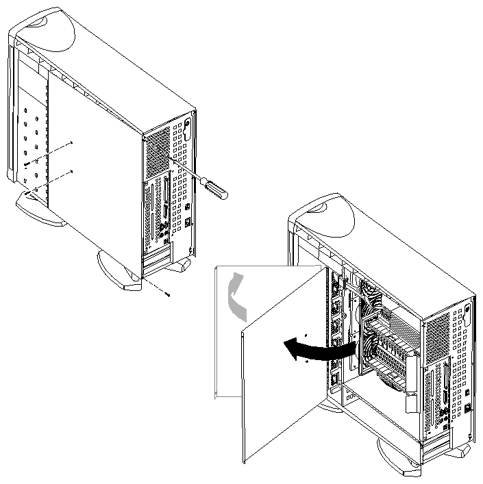 Figure 5-7 Opening the Chassis Access Door, Tower Origin200 System