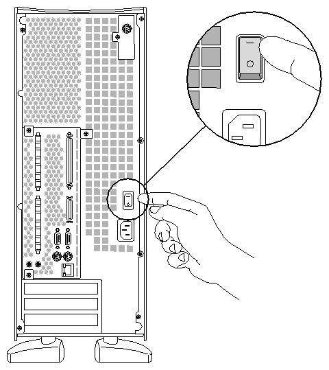 Figure 4-2 Turning On the Master Power Switch (CPU Module Shown)