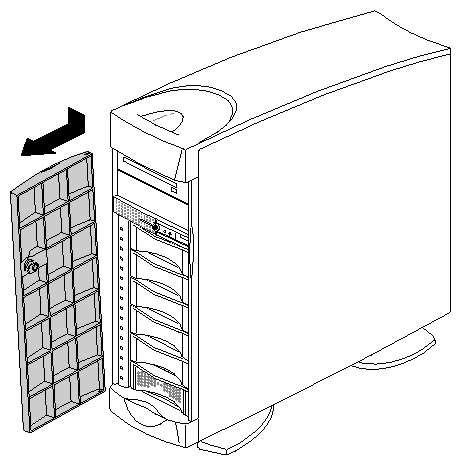 Figure 2-15 Removing the Front Door of a CPU Module, Tower Configuration