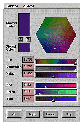 The Color Chooser Widget with HSV and RGB Sliders
