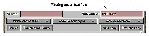 Figure 2-5 Filtering Option Button and Text Field 