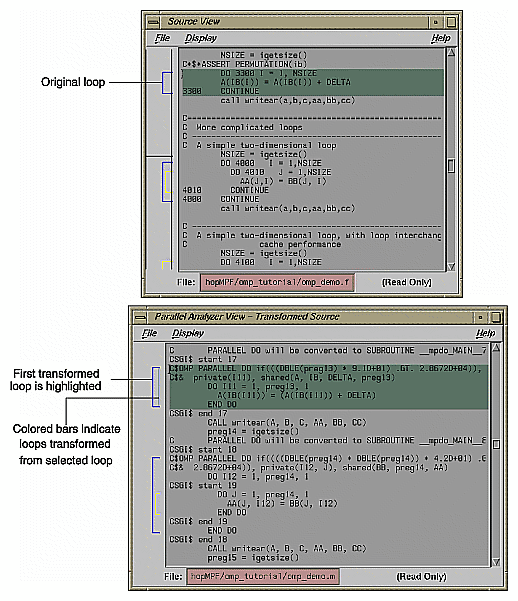 Figure 4-31 Original and Transformed Source Windows 