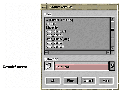 Figure 4-4 Output Text File Selection Dialog 