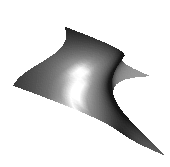 Figure 12-3 Lit, Shaded Bzier Surface Drawn with a Mesh