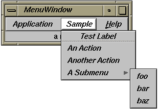 Figure 5-4 Menu Pane Containing a Label and a Submenu