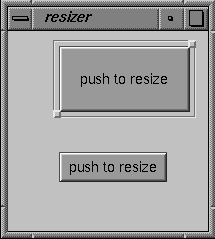 Figure 13-5 Effect of Resizing a Widget With a VkResizer Attachment