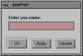 Figure 8-3 Preference Dialog With a Text Field Preference Item