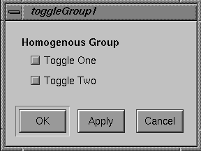 Figure 8-5 Toggle Preference Items in a Homogenous Vertical Group