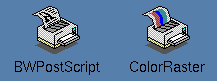 Impressario Icons for a Black and White PostScript Printer and a Color Raster Printer