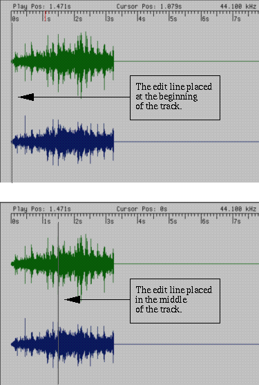 Figure 13-3 The Edit Line Positioned in the Waveform Display