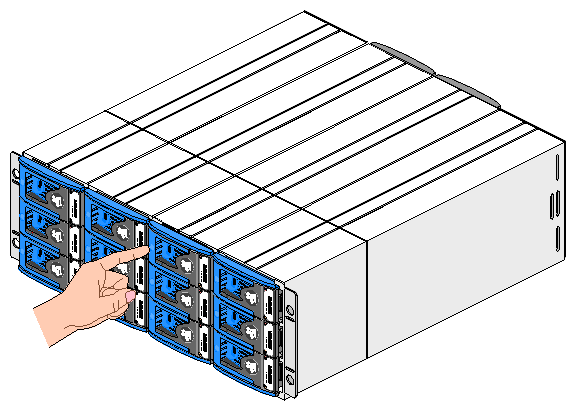 Engaging the Camming Lever: Rackmount Enclosure