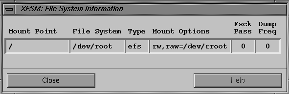 Figure 3-19 xfsm File System Information Dialog