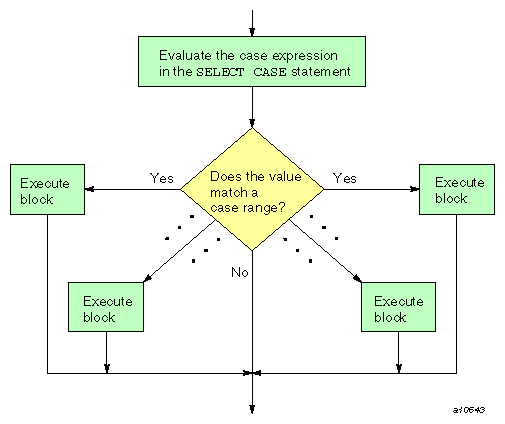 Execution flow for a  CASE construct
