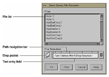 The Save Query File Browser
 Window