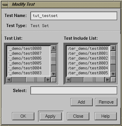  Modify Test Dialog Box after Loading Tests
