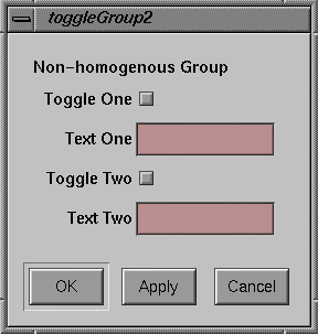 Figure 8-6 Toggle Preference Items in a Non-Homogenous Vertical Group